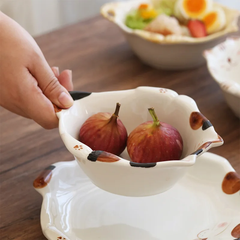 Cartoon Cat Ceramic Bowl Plate - Home Cooking For Cats ulasan dan harga