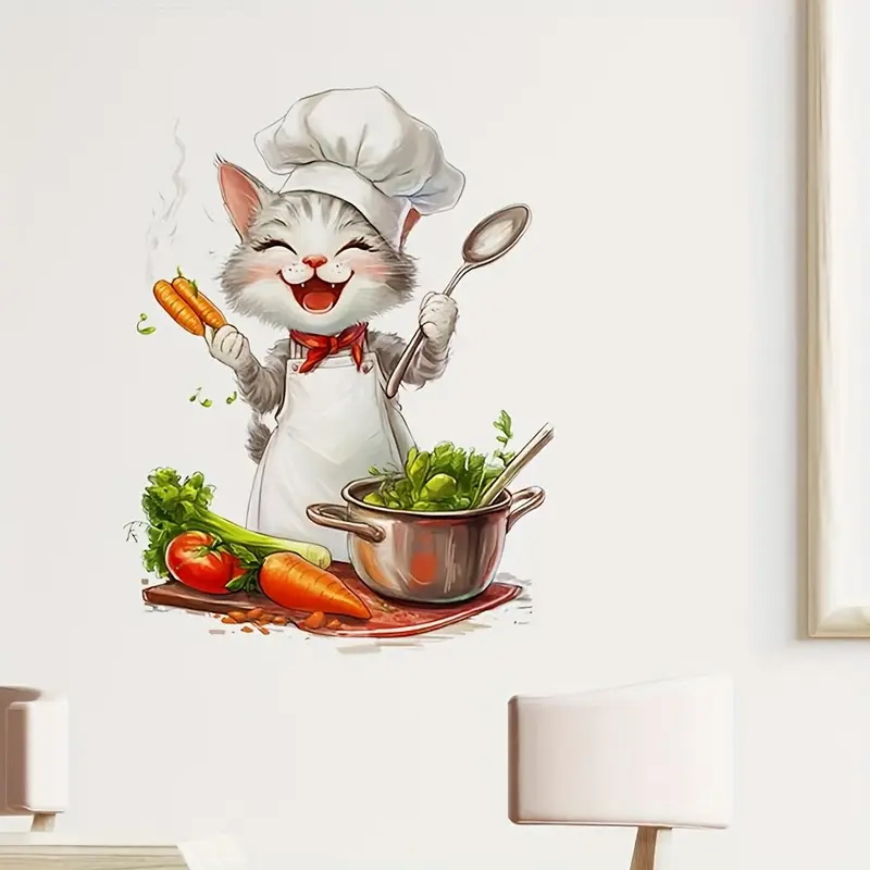 Cartoon Cat Cooking Stickers,  - Home Cooking For Cats ulasan dan harga