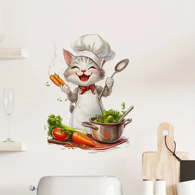 Cartoon Cat Cooking Stickers,  - Home Cooking For Cats ulasan dan harga