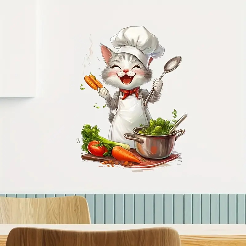 Cartoon Cat Cooking Stickers,  - Home Cooking For Cats ulasan dan harga
