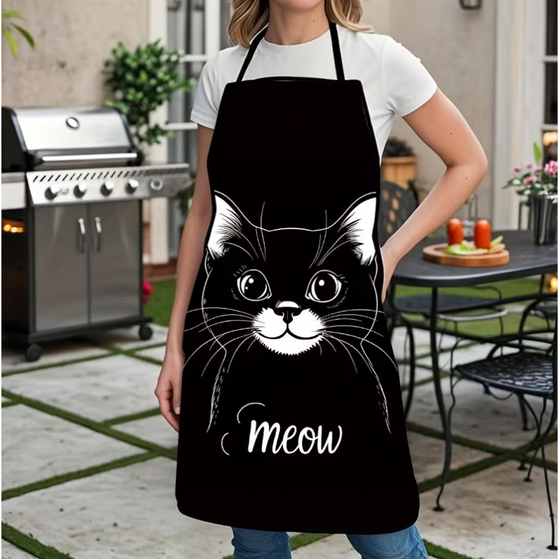 Cute Black Cat Print Apron, 1- - Home Cooking For Cats ulasan dan harga
