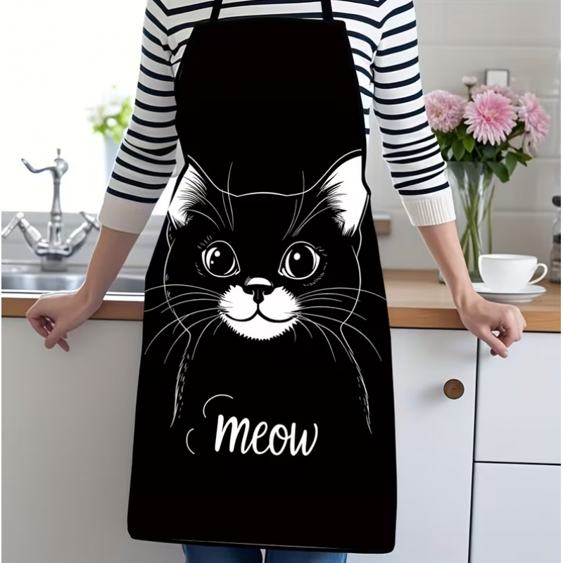 Cute Black Cat Print Apron, 1- - Home Cooking For Cats ulasan dan harga