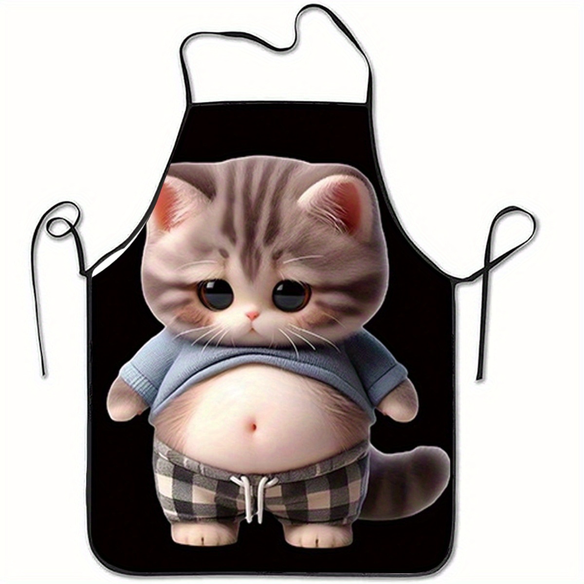 Cute Cartoon Cat Print Apron,  - Home Cooking For Cats ulasan dan harga