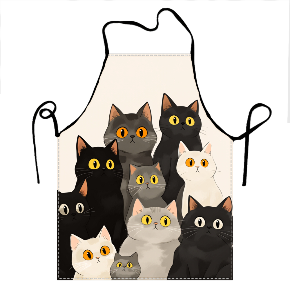 Cute Cat Family Apron Beige Ca - Home Cooking For Cats ulasan dan harga