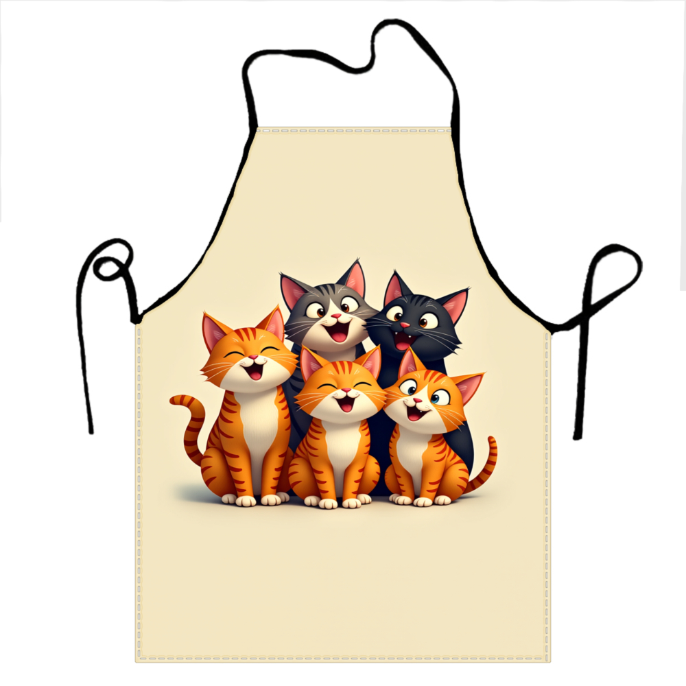 Cute Cat Family Apron Beige Ca - Home Cooking For Cats ulasan dan harga