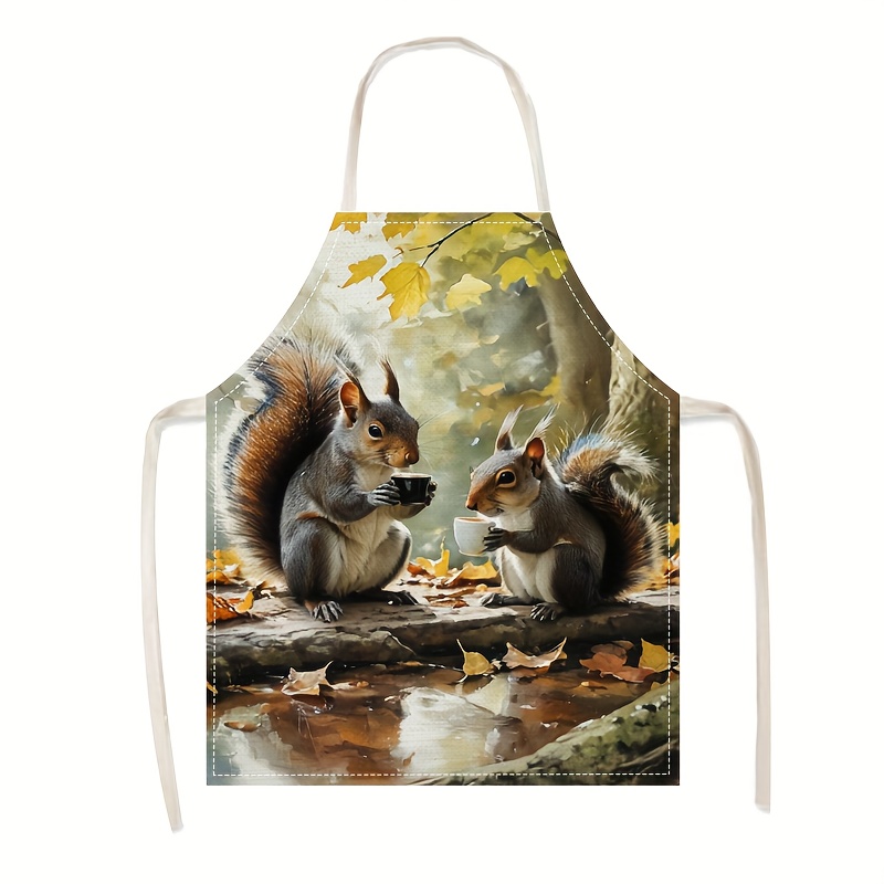 Linen Apron Squirrel Coffee Sc - Home Cooking Ideas ulasan dan harga