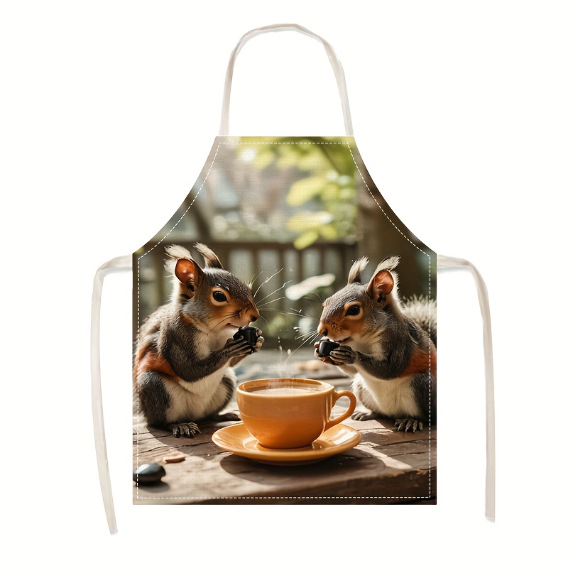 Linen Apron Squirrel Coffee Sc - Home Cooking Ideas ulasan dan harga