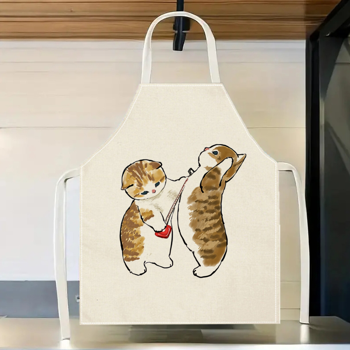 1pc Cute Cats Playing Apron Li - Home Cooking For Cats ulasan dan harga