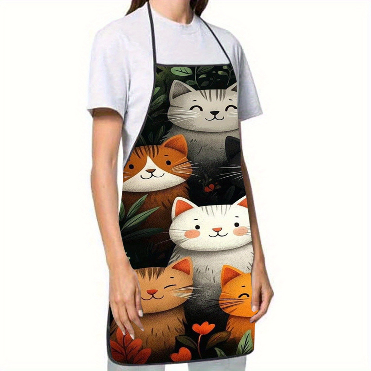 Cute Cartoon Cat Print Polyest - Home Cooking For Cats ulasan dan harga