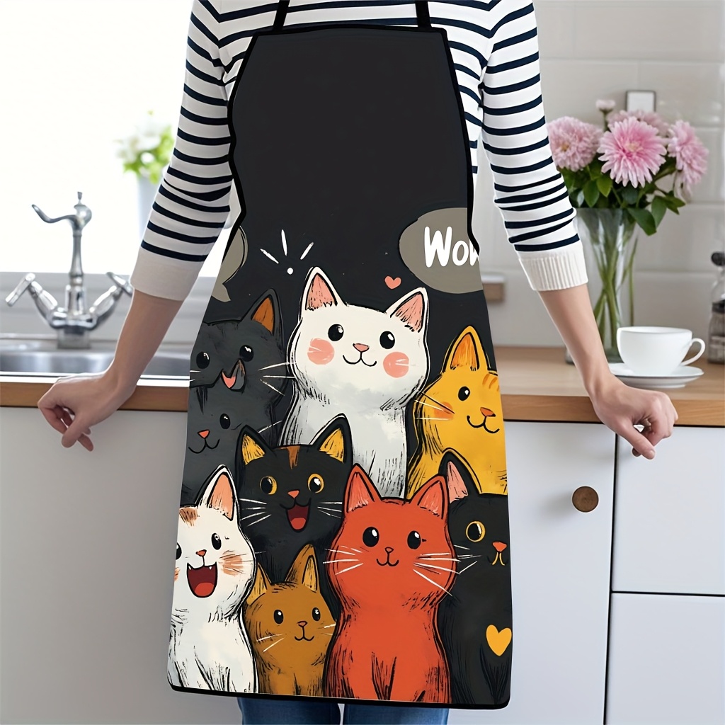 Cute Cartoon Cat Print Polyest - Home Cooking For Cats ulasan dan harga
