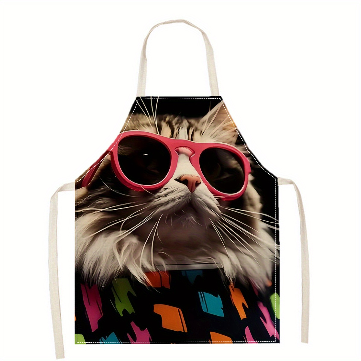 Linen Apron Funny Cat Sunglass - Home Cooking For Cats ulasan dan harga