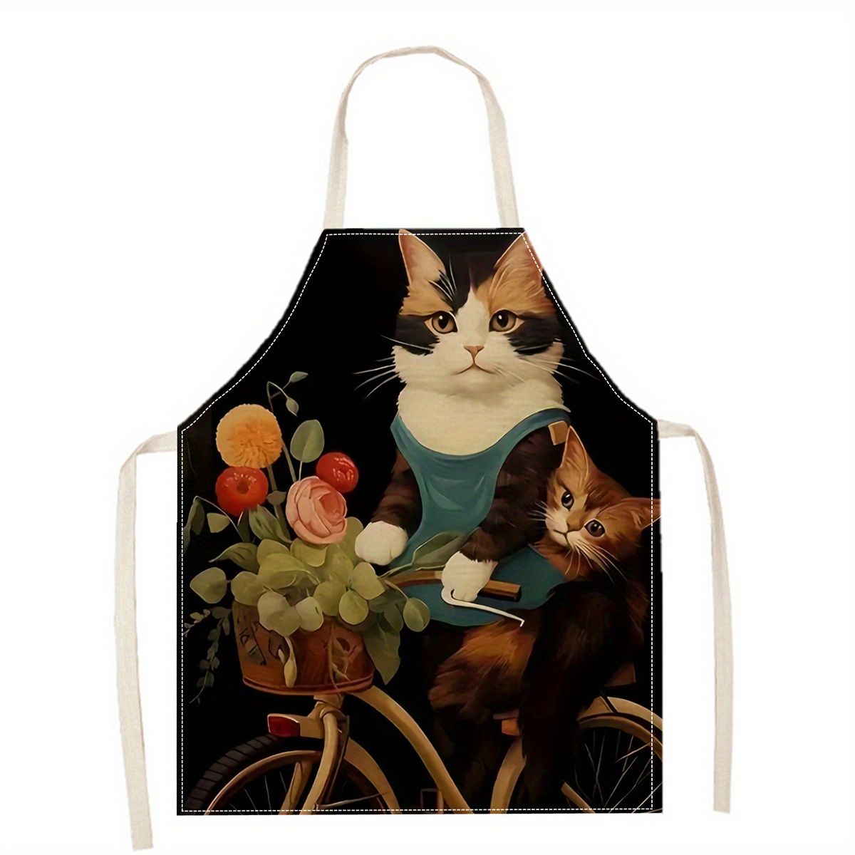 Linen Apron Funny Cat Sunglass - Home Cooking For Cats ulasan dan harga